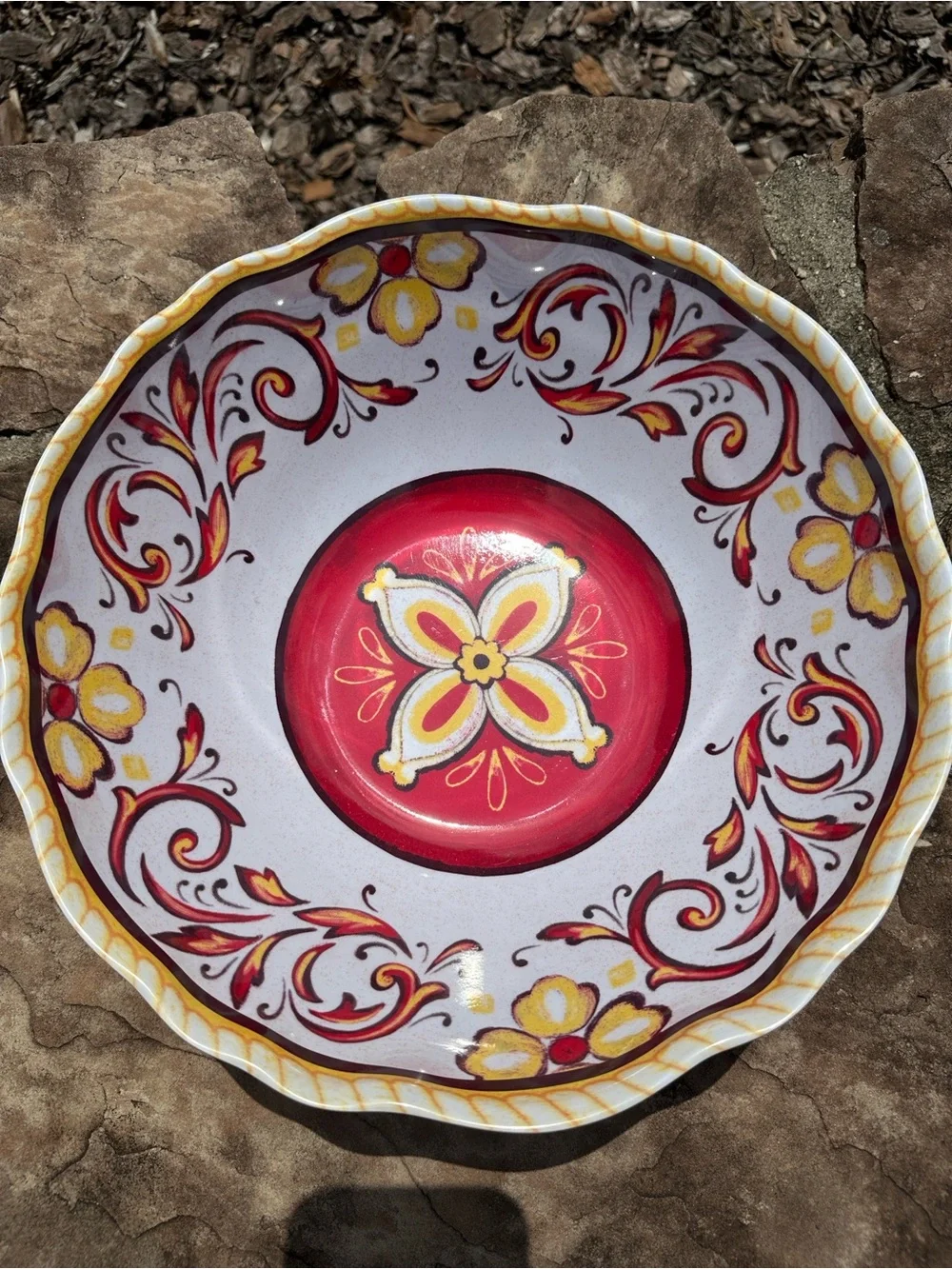 Red and Yellow Decorative Plastic Resin Bowl